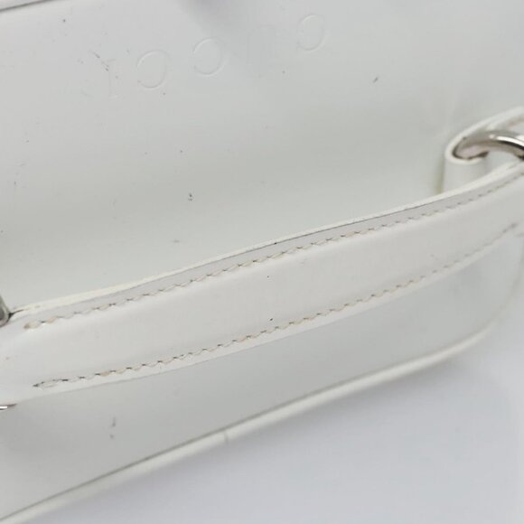 GUCCI Bamboo Vanity Pouch Patent leather White 032 1956 0151 Auth fm4397 - Picture 7 of 13